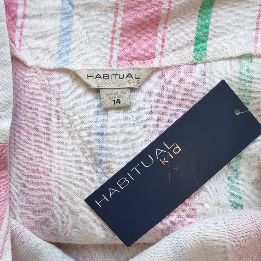 Habitual Girl's Striped Linen Dress Size 14  Euro Summer Special Occasion - Picture 9 of 10